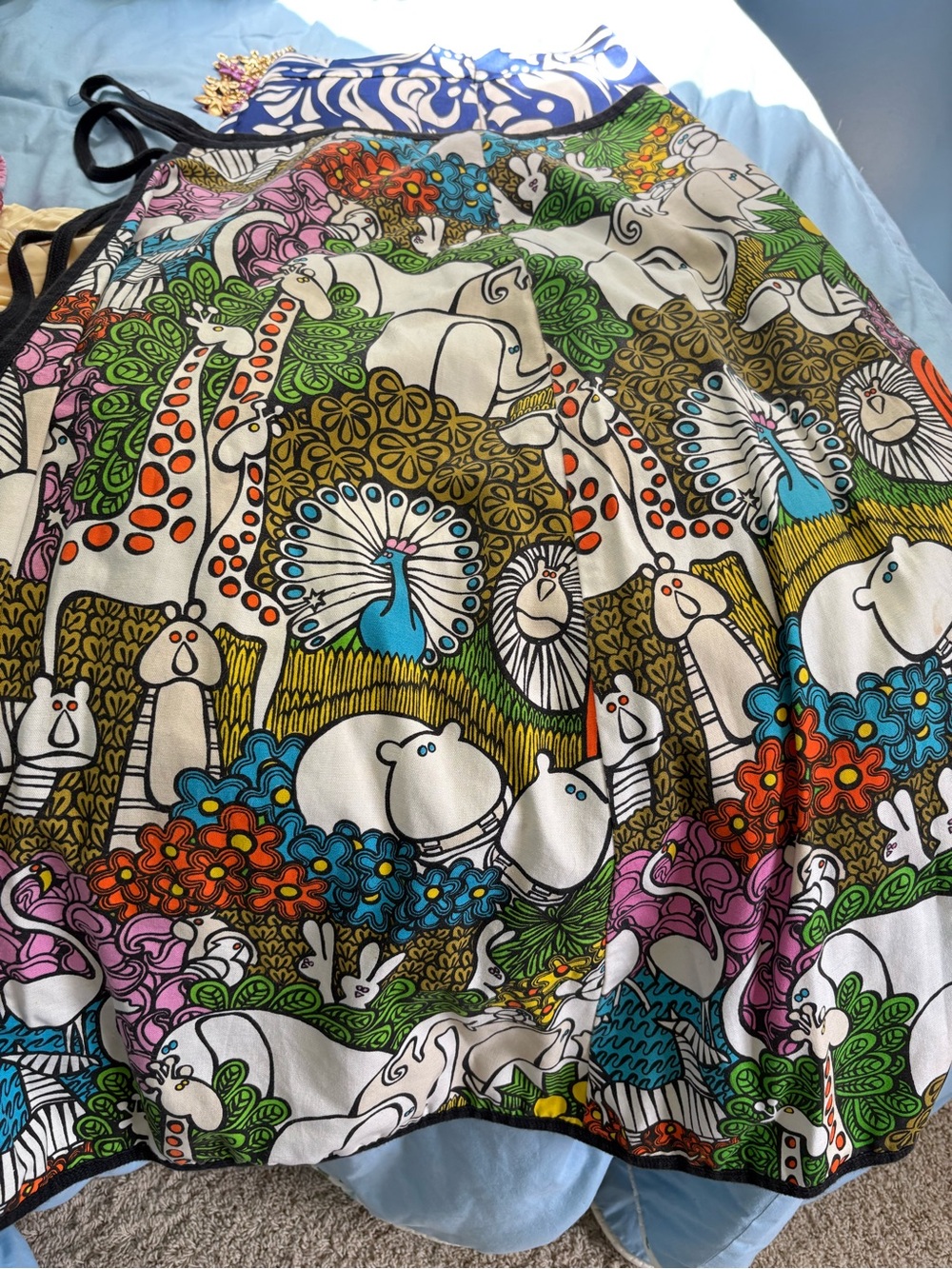 RARE JP Stevens Utica Wrap Skirt Handmade Botanical Zoo Psychedelic Jungle M/L - Picture 3 of 8